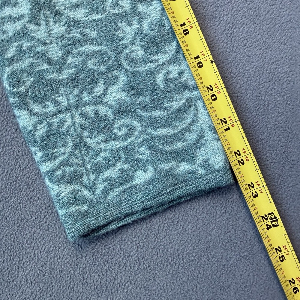Pendleton Cardigan Womens Medium Petite Teal Full Zip Virgin Merino Wool Paisley - Picture 10 of 11